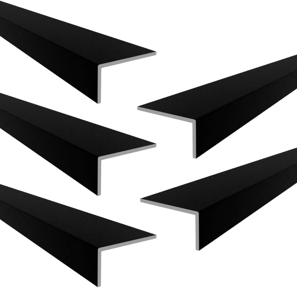 DJM Aluminium Unequal Angle Corner Edging Protection Trim 15.5mm x 27.5mm x 1.5mm x 2500mm - 5 Pack - Matt Black