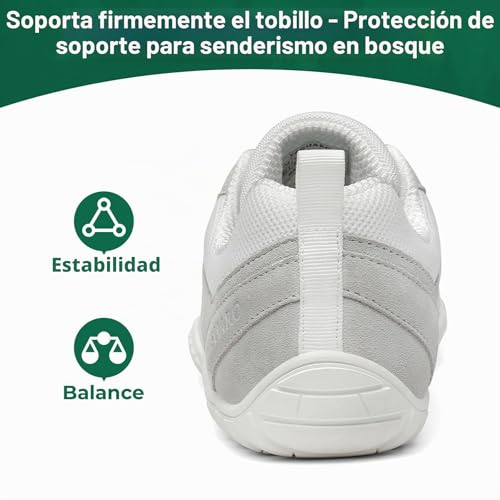 Miniatura 4 de Saguaro Barefoot Zapatillas Minimalistas Mujer Punto Zapatos Descalzos Hombre Exterior Zapatillas Trail Running Transpirables Pies Anchos Gimnasio Para Zero Drop Soles Blanco,Gr.41