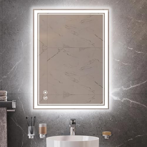 NESDCC Espejo LED de 61x81cm para baño con Luces antivaho Regulable, Espejo de baño...