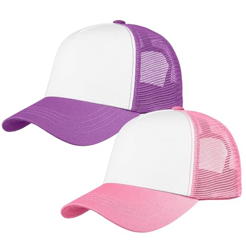 Image of Falari 5-Panel Mesh Baseball Cap, Trucker Hat, Structured Plain Design, Cotton, Adjustable Size
