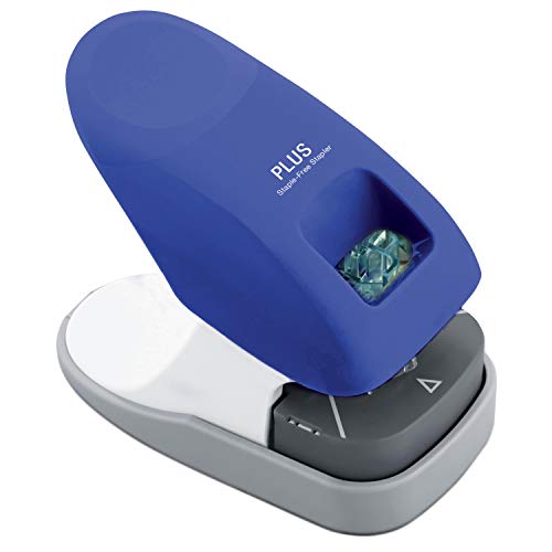 Image of PLUS Paper Clinch Desktop Staple Free Staple Blue