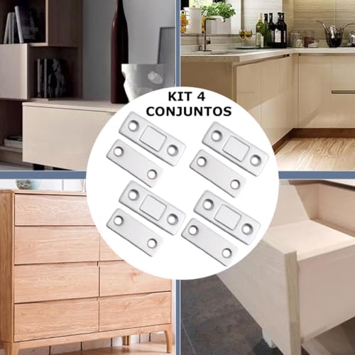 4 pares de Ímãs para porta de armário para Manter Porta Armário e Gaveta Fechada Chapinhas magnética