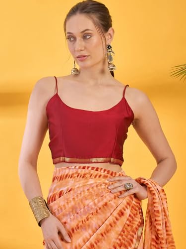 Image of SIRIL Women's Printed Chiffon Saree with Unstitched Blouse Piece