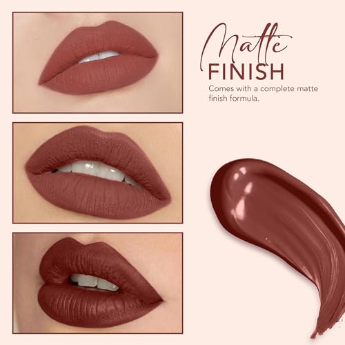 Image of Carlton London Liquid Matte Chuffed Kiss Mocha Me Lipsticks |Enriched with Vitamin E, Avocado Oil | Matte Finish, Non-Sticky and Non-Drying | Upto 12 Hrs- 3ML (Nutella Kiss)
