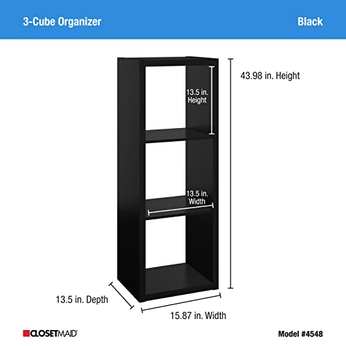 Image of ClosetMaid Decorative Open Back 3-Cube Storage Organizer, Black