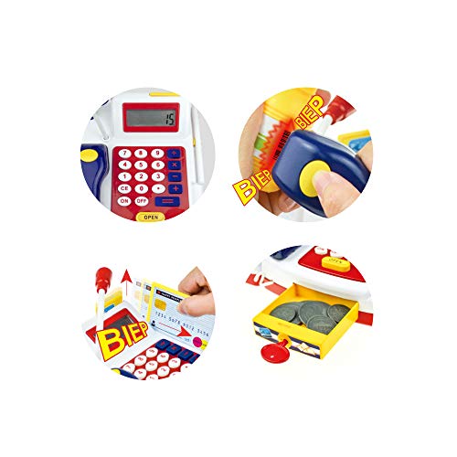 image for Yellow River Cash Register Toy for Kids, Cashier Toy Playset with Cash