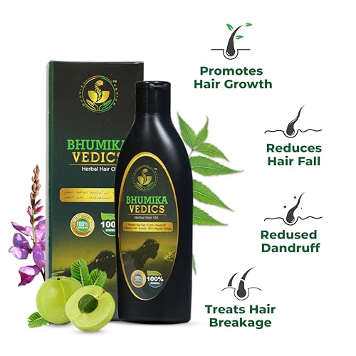 Bhumika Vedics Herbal Hair Oil For Men & Women | Promotes Hair Growth & Reduces Hair Fall | With Indigofera,Aloe vera,Neem, Amla, Bhringraj and Coconut Oil 200 ml - Image 2