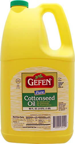 Gefen Pure Cottonseed Oil 96oz Easy Pour Bottle with Handle Great for Frying Beignets Certified Kosher
