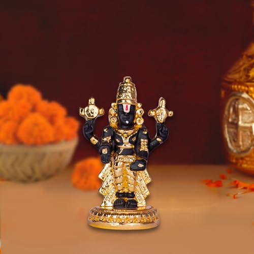 Image of Gold Plated Premium Balaji Statue for Car Dashboard, Gifting, Pooja Room Decor & Home Decoration (3 Inches)