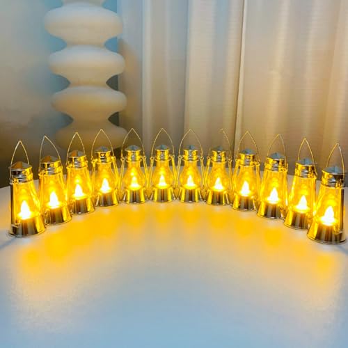 Pack de 12 mini linternas LED vintage de 4 pulgadas con vela parpadeante para centros de mesa 4