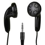LowCostEarbuds.com Bulk School Classroom Pack of 50 Black Earbuds/Headphones - Individually Wrapped