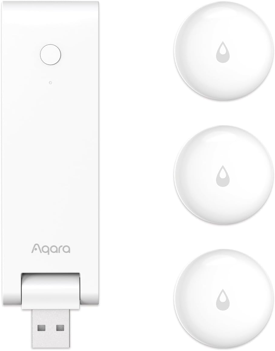 Aqara Water Leak Sensor 3 Pack & Zigbee Hub Kits, Zigbee Wireless Water Leak Detector for Alarm System and Smart Home Automation, App Notifications, for Kitchen, Bathroom, Basement, Works with IFTTT