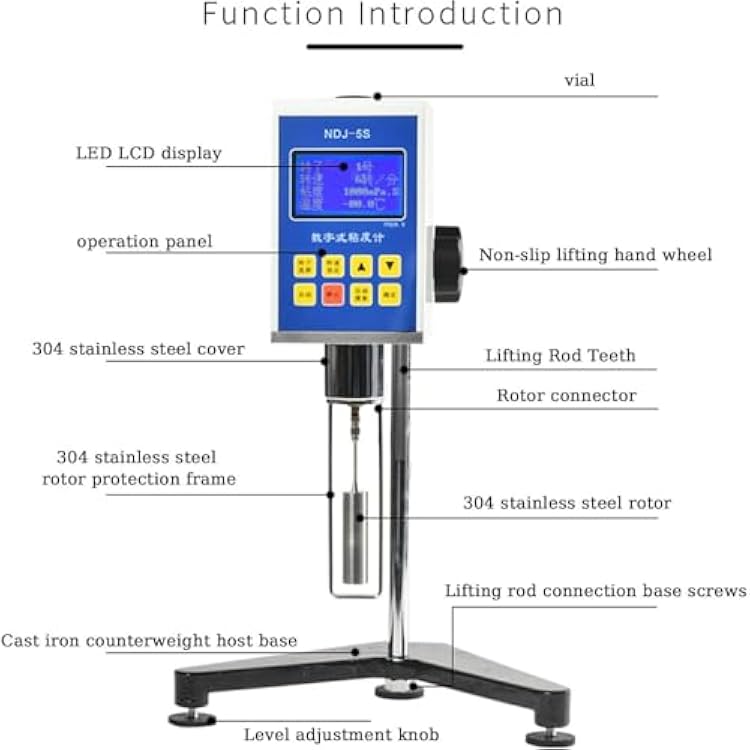 Rotary Viscometer Viscosity Tester, Digital Rotary Viscometer, Viscosity Meter Tester Fluidimeter Meter Newton Liquid Viscometer with Data Output and Probe, or Paint Viscosity Testing,NDJ-5S