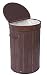 BIRDROCK HOME Round Laundry Hamper with Lid and Cloth Liner | Bamboo | Espresso | Easily Transport Laundry Basket | Collapsible Hamper | String Handles