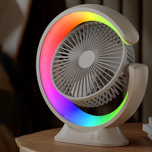 Image of 4000mAh High Speed ๐๐๐๐ก๐๐ซ๐ ๐๐๐๐ฅ๐ Table Fan for Home, ๐๐ฌ๐๐ข๐ฅ๐ฅ๐๐ญ๐ข๐ง๐ ๐๐๐ง with ๐๐๐ ๐๐ข๐ ๐ก๐ญ | ๐๐๐ ๐๐๐ซ๐ฌ๐จ๐ง๐๐ฅ Fan, ๐ ๐๐ฉ๐๐๐ (R - White)