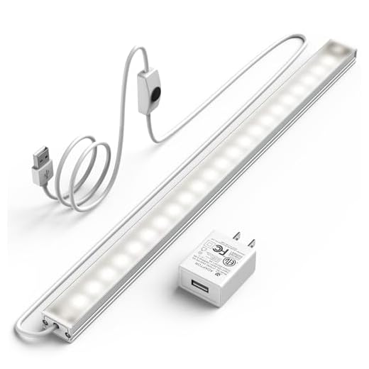 ASOKO Under Cabinet Led Lighting, 12 Inch Led Light Strip Bar, Daylight White 5000K Dimmable Plug in USB Led Light, Small Thin Led Under Counter Lighting for Kitchen/Room/Shelf/Desk/Display Case