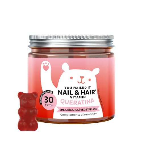 Bears with Benefits - Gominolas Queratina - Pelo & Uñas - 30 unidades | You Nailed It Nail & Hair - Queratina, Biotina, Zinc, Selenio, Cobre, Vitamina C, E - Cura de 1 mes - Sin Azúcar, Vegetariano