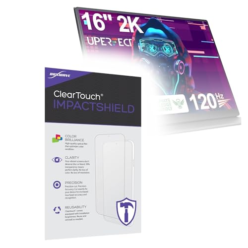 BoxWave Screen Protector Compatible With UPERFECT 1602K 120hz Portable Gaming Monitor (16 in) - ClearTouch ImpactShield (2-Pack), Impenetrable Screen Protector Flexible Film