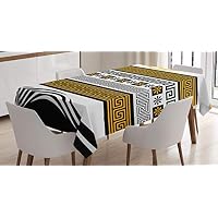 Tenture Murale Grecque En Microfibre - 110x150 Cm - Motif Vague Et Fret, Bords Cousus, Lavable