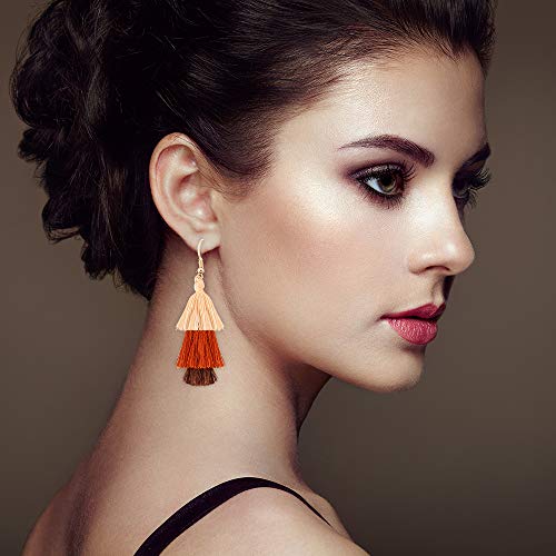 Sntieecr 20 Pairs Colorful Tassel Earrings Long Layered Thread Ball Dangle Earrings Hoop Fringe Bohemian Tiered Tassel Drop Earrings Fashion Gift Set for Women Party - Thumbnail 4