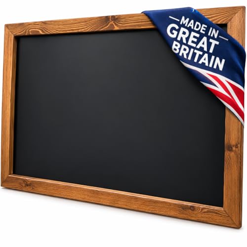 Image of Framed Chalkboard Blackboard 48” x 30” (1220mm x 765mm) – Large Rustic Wooden Wall Sign Board for Menus, Cafés, Pubs, Restaurants, Weddings, Home & Office – Easy-Wipe Reusable Panel