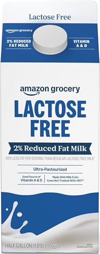 Amazon Grocery, Lactose Free 2% Reduced Fat Milk, Half Gallon, 64 Fl Oz