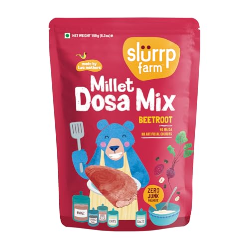 Image of Slurrp Farm Millet Dosa Instant Mix | Supergrains And Beetroot | Natural And Healthy Food, 150Gm