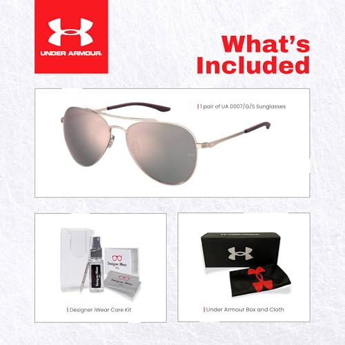 Under Armour Instinct UA0007/G/S 0AU2/0J 57MM Light Gold/Brown Gradient Aviator Sunglasses for Men +BUNDLE with ACCESSORY EYEWEAR KIT2