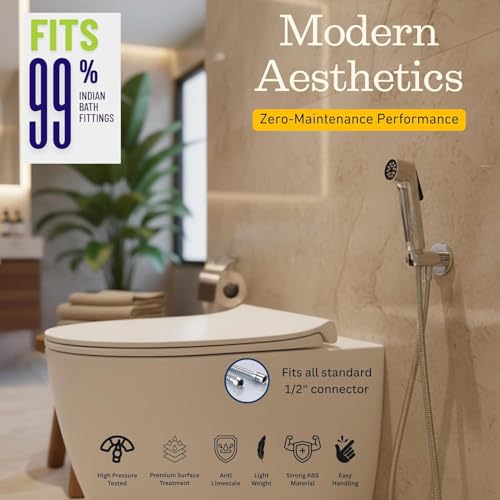 Image of MHS High Pressure Jet Spray for Toilet | Health Faucet Set with Hand Shower Gun & 1M SS Hose Pipe | Bathroom Toilet Jet Spray for Hygiene Cleaning | Toilet Gun for Western Toilet (No Block Abs)