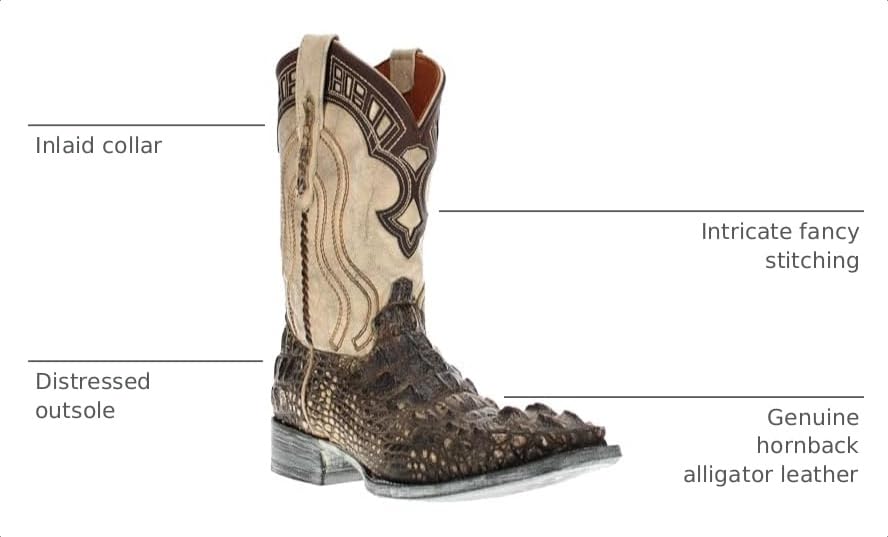 Image of Vaccari Men's Alexander Genuine Natural Alligator Head Cut Broad Square Toe Western Cowboy Boots