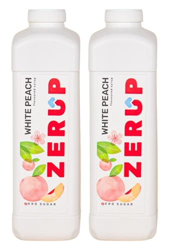 Zerup Zero Sugar White Peach Flavoured Syrup | 2 x 1L | Low Calorie, Keto Friendly, Gluten Free Drink Mix for Coffee, Cocktails, Milkshakes, Teas