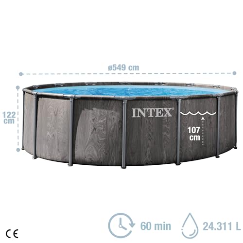 Miniatura 4 de Intex - Piscina Desmontable, Greywood Prism Frame Premium, D549x122 Cm, Capacidad 24.311 Litros, Escalera, Tapiz, Cobertor, Depuradora Cartucho, Montaje 60 Minutos, Conexiones Ø38 Mm 56094