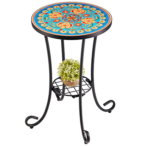 VONLUCE Patio Side Table and Plant Stand, 21' End Table...