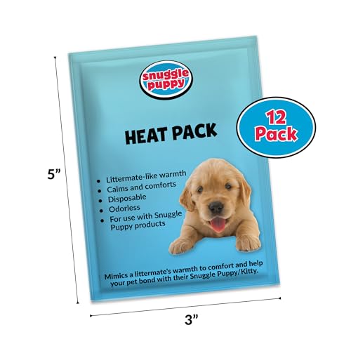 Image of Snuggle Puppy Replacement Heat Packs for Dogs (12 Count) - Disposable Pet Comfort Warmers for Puppy Anxiety Relief - Odorless, Non-Toxic, All Natural - Fits All Snuggle Puppy Styles