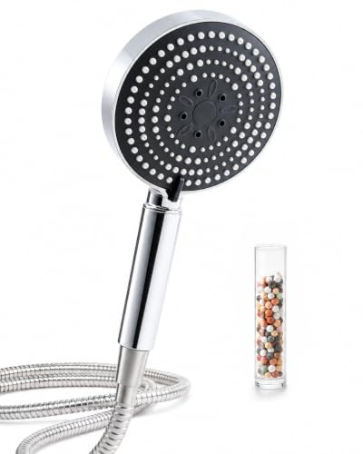 OFFO Shower Head and Hose 1.6m 6 Modes High Pressure Filtered Shower Head with 20 Stage Filter Handheld Showerhead for Low Pressure Remove Chlorine Reduces Dry Skin Improve Hair Gray