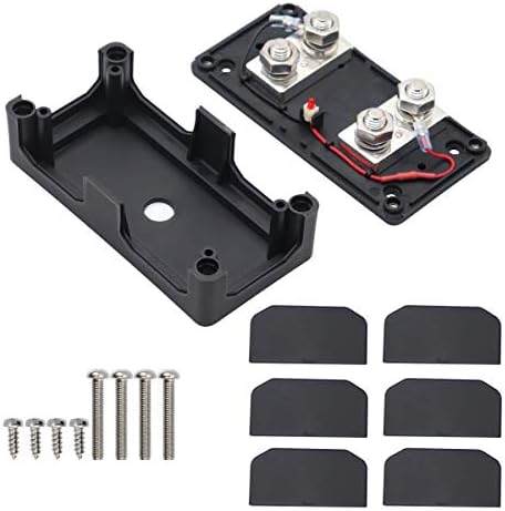 Gloaso 35A to 750A ANL Fuse Block Holder Copper Made 12V - 48V DC Heavy-Duty Module ANL Bus Bar with 4X M10 Studs Battery Terminals Black Cover