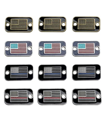 12 Pcs US Flag Rectangular Paracord Bracelet Accessories or Shoe Shoelace Decoration Zinc Alloy Rectangle with Rounded Corners 2 Holes