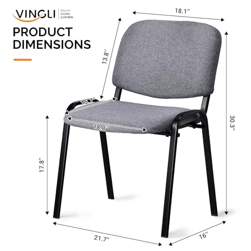 Image of VINGLI Waiting Room Stacking Chairs, 5-Pack Fabric Church Conference Stackable Chair Set, for Office Guest & Reception Meeting Rooms, Lobby, Simple&Space-Saving, Fabric-Grey