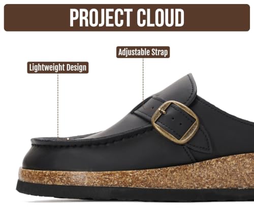Image of Project Cloud 100% Genuine Leather Moccasin Style Clogs for Women - Memory Foam and Water Resistant Mules Slip On Non-Slip and Durable Clogs Casual Shoes for Women Footwear (Carline)