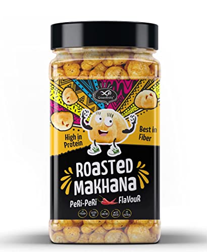 Image of Greenfinity Peri Peri Roasted & Flavored Crunchy Healthy Phool Makhana Snacks Jar - 90 Gram(Pack of 1)