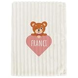 Generico ''Lovely bea girl'' Coperta Personalizzata in Ciniglia personalizzata con Nome Idea Regalo per Nascita e Primo Compleanno benvenuto natale neonato festa della mamma
