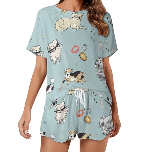 Pyjama pour femme ensemble court en coton léger avec short d'été et haut respirant