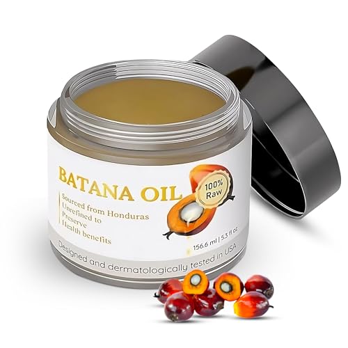 Dr Sebi 100% Raw & Organic Batana Oil for Hair Growth - Cold-Pressed & Pure Unrefined Batana Hair Mask for Women & Men - Enhances Hair Thickness, Prevents Loss, Repairs Split Ends