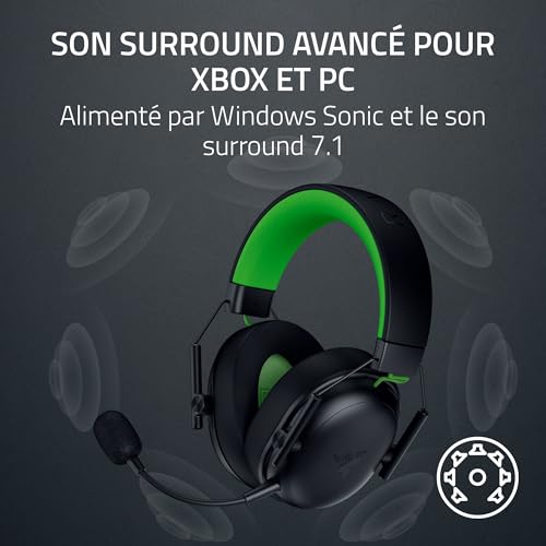 Razer BlackShark V3 X HyperSpeed pour Xbox Casque sans Fil pour ’Esport Ultra léger 270 g Haut parleurs de 50 mm Micro Amovible HyperSpeed 2 4 GHz et Bluetooth XboxPC | - vue 6