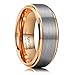 King Will DUO 8mm Tungsten Carbide Wedding Band for Men Rose Gold Plated Beveled Polished Comfort Fit 10.5