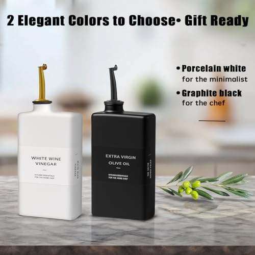 Gelury Olive Oil Dispenser Bottle for Kitchen 11.8oz, UV-Blocking Oil and Vinegar Dispenser Set, Soy Sauce Dispenser, Coffee Syrup Bottles, Modern Kitchen Decor (White, Set of 2) by Gelury - Image 6