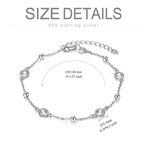 Aoboco Sterling Silver Planet Galaxy Anklet With Sparking Cubic Zirconia,11 Inch Ankle Bracelet Foot Bracelet For Women, Anniversary Birthday Jewelry Gifts For Daughter Mom Wife Girlfriend Sister Niece #TOP4