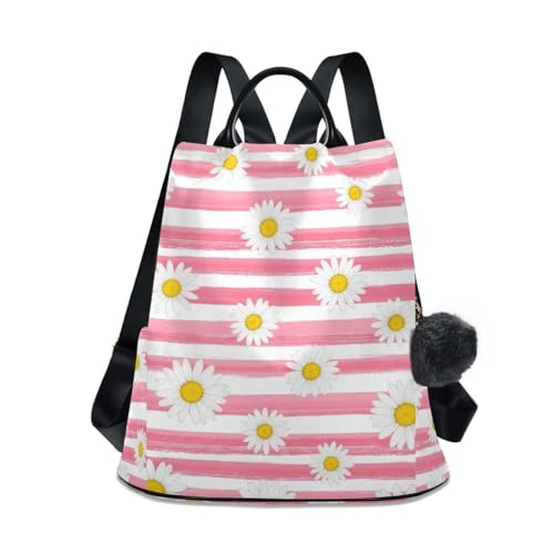 Mochila para mujer antirrobo de margaritas rosas y blancas White Daisies
