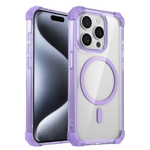 Coque iPhone 15 Pro transparente magnétique antichoc avec cadre d'appareil photo surélevé