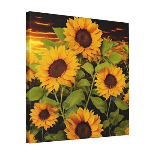 Toile murale tournesol 40x40 cm QMNKLET pour décoration de salon